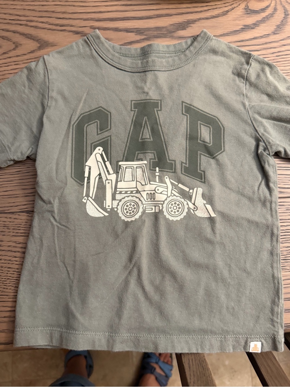 GAP Olive Crewneck Toddler Tee with Cream Logo